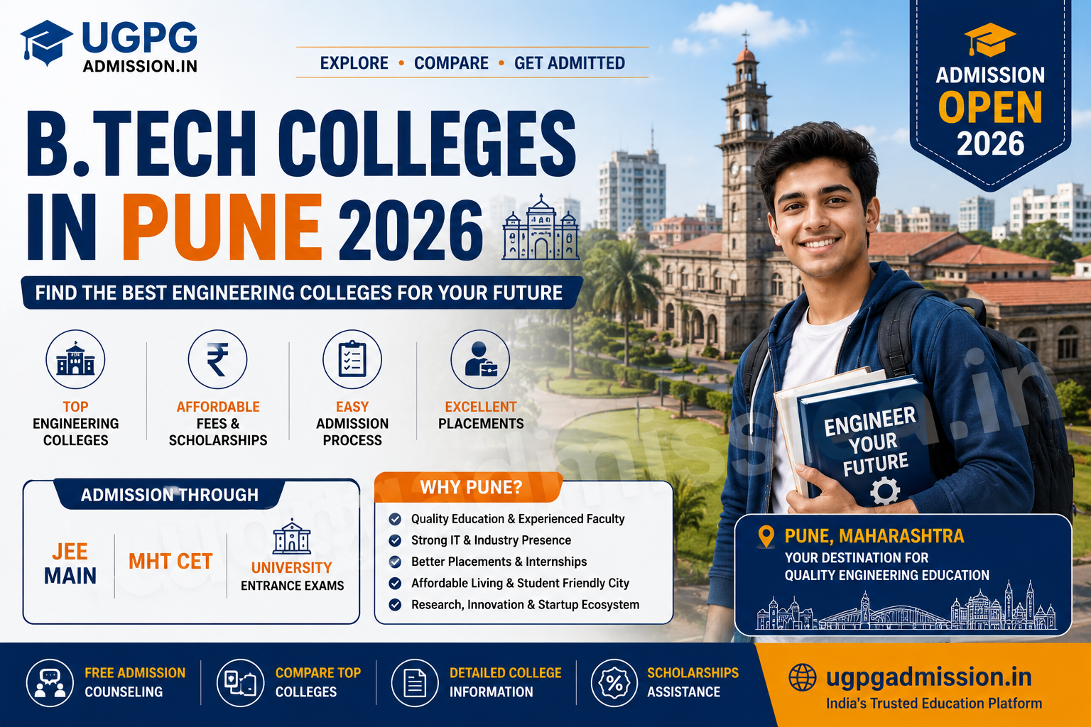 Top B.Tech Colleges in Pune 2026 admission fees placements and engineering courses